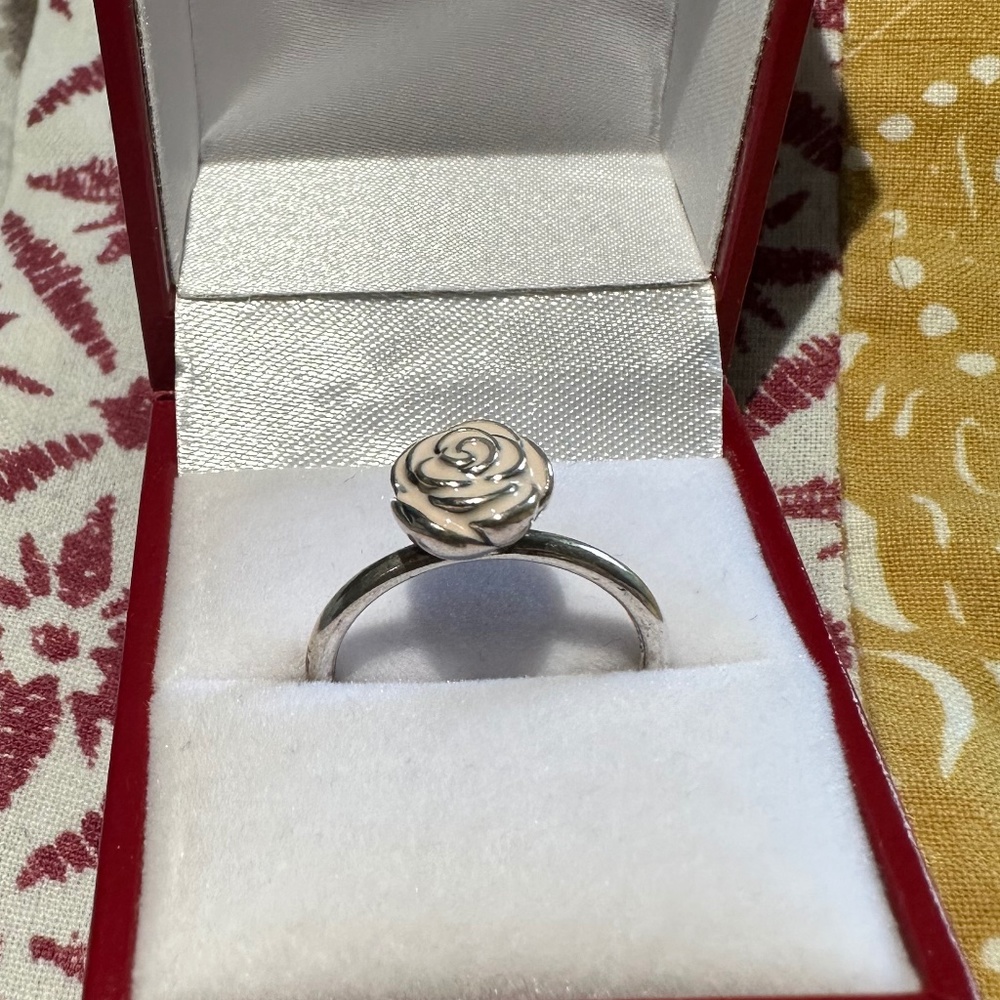 Rose garden Pandora Ring with Pink enamel size 60